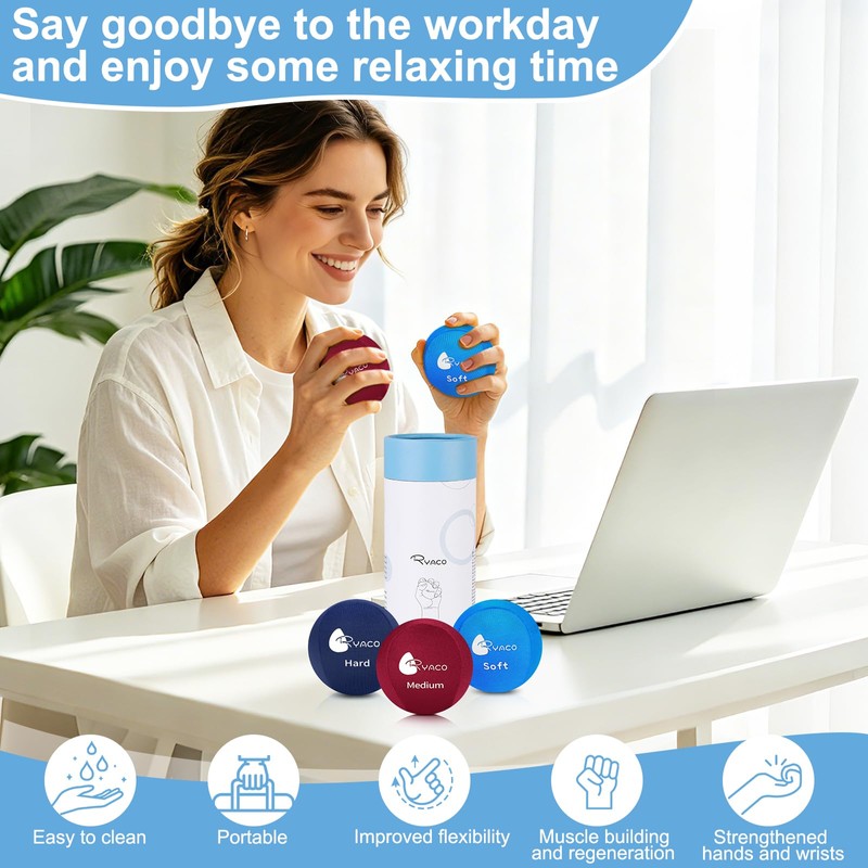 RYACO Hand Therapy Exercise Stress Ball Bundle - Set of