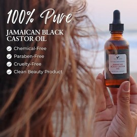 Pure and Organic Jamaican Black Castor Oil for Hair Growth – Rich in Omega Fatty Acids – Enhance Shine, Strength, and Thickness – Scalp Oil, Hair Care and Eyelash/Eyebrow Growth – 4 oz