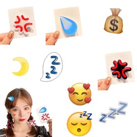 profit.relaxed Hairpin for Kids, Fashionable, Cute, Bangs, Clip, Funny, Emoji, Halloween, Plush Costume, Korean Bangs, Classic Set of 4 (Anger (White)