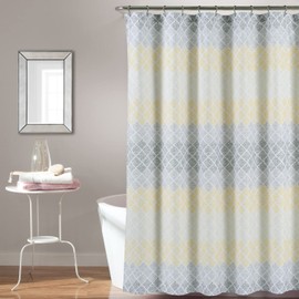 Lush Decor Medallion Ombre Shower Curtain, 72" x 72", Yellow & Gray