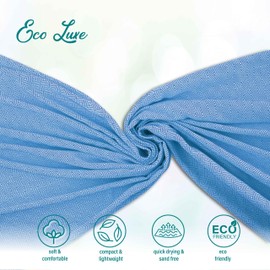 Turquoise Home Beach Towel XXL Hammam Towel 100 x 200 cm 100% Recycled Cotton (Blue)