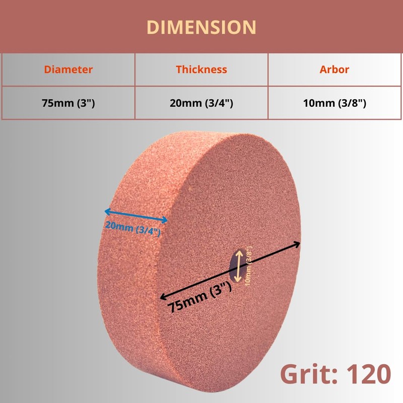WA 3" inch Mini Rotary Grinding Stone, Polishing Wheel, Vitrified