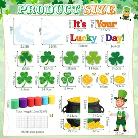Epakh St. Patrick's Day Bulletin Board Decorations Set 3D Irish Door Decorations for Classroom Lucky Shamrock Clover Paper Cutouts with Rainbow Crepe Paper Streamers for School Wall Chalkboard