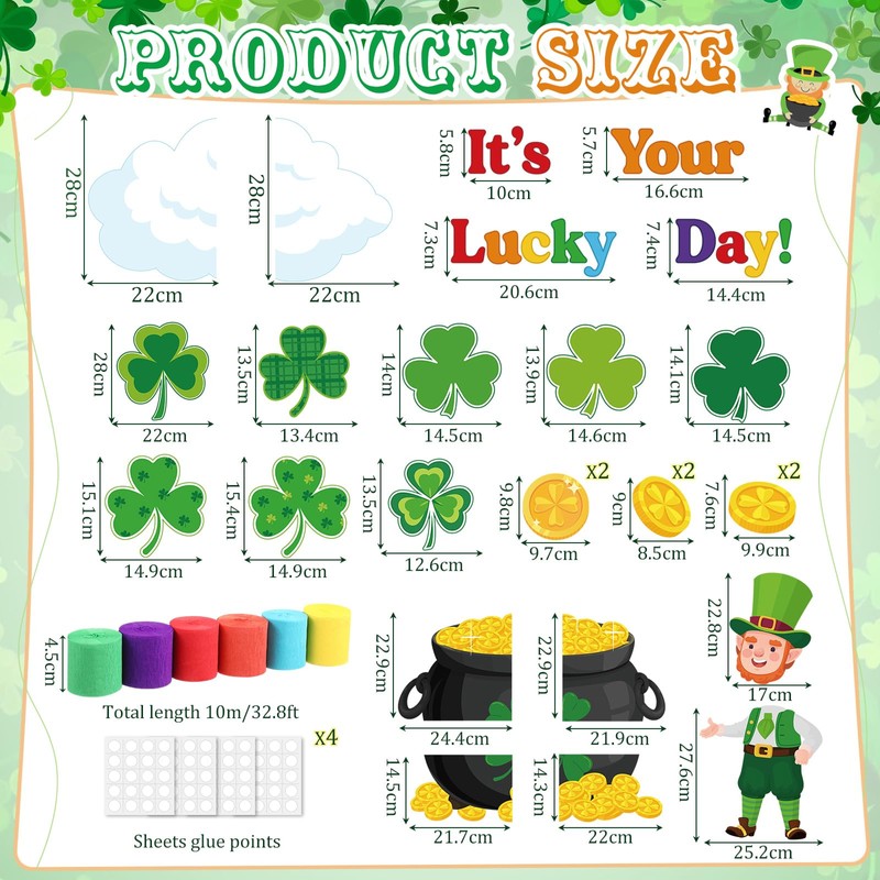 Epakh St. Patrick's Day Bulletin Board Decorations Set 3D Irish