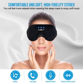 MUSICOZY Sleep Headphones Bluetooth 5.2 Headband Sleeping Headphones Sleep Eye Mask, Wireless Music Earbuds Earphones for Side Sleepers Men Women Air Travel Cool Tech Gadgets Unique Gifts