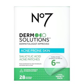 No7 Derm Solutions - Parches de espinillas de ácido salicílico al 2% para cara, tratamiento invisible para piel propensa a manchas, parches para el acné en cuatro tamaños, productos para el cuidado de