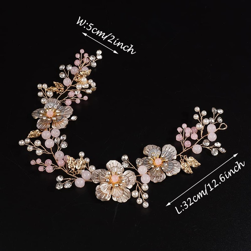 JWICOS Flower Bride Wedding Hair Vine Bridal Pearl Hair Piece