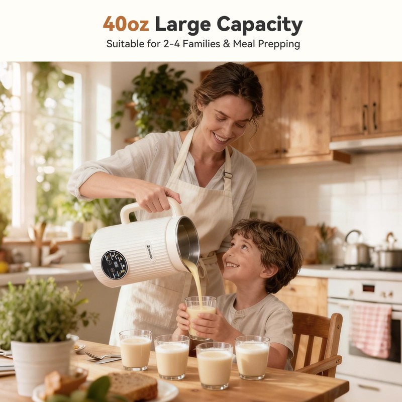 10-in-1 Nut Milk Maker Machine, 40oz Nut Milk Maker, Stainless