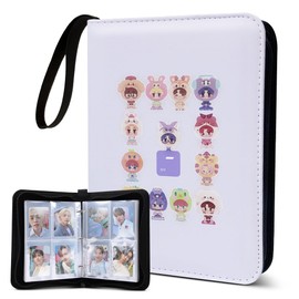 Kpop Merch Photocard Binder Cute 400 Pockets Photocard Holder Book with Sleeves Photo Album for Lomo Cards (Light Purple-Carat)