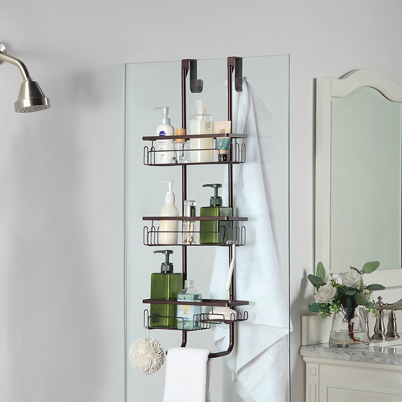 SunnyPoint Classic Metal Bathroom Shower Caddy, Over Door Hanging Storage