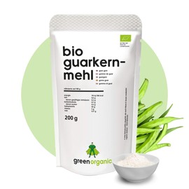 Guar Gum Organic 200 g Guar Gum Organic Guar Kernel Flour from Controlled Cultivation E412 Gluten Free Binder Thickener (200 g, Guar Gum)