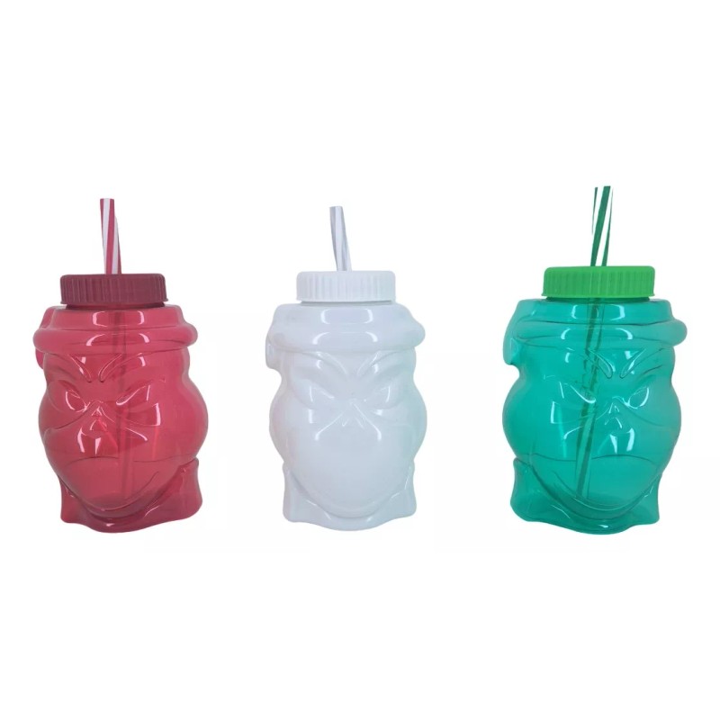 Grinch 3pzs Envase Plastico Vaso Grinch Dulcero Navideño