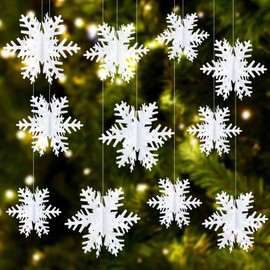 Becellen Pack of 24 White Christmas Tree Decorations, Paper Christmas 3D Snowflakes Decoration Christmas Tree Snowflake for Christmas Party Decoration
