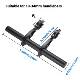 Yizhet Bike Handlebar Extender, 9.84" / 25cm Bike Handlebar Extension Carbon Fiber Bicycle Handlebar Extender Bar for Clamp Speedometer, GPS, Lamp, Flashlight, Phone Mount Holder