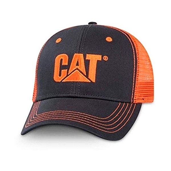 Caterpillar CAT Charcoal & Neon Orange Safety Mesh Snapback Cap/Hat