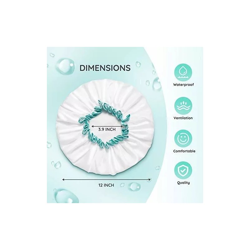 Mikimini Gorros De Ducha Blancos Mikimini Para Mujer, Cabello Largo,
