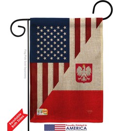 US Polish Friendship Burlap Garden Flags Pack Regional USA American Alliance World Country Particular Area Support Our Troops Small Decorative Gift Yard House Banner Double-Sided Made In 13 X 18.5