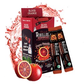 Rebellious Blood Orange Organic Drink Mix – Organic Zero Calorie Energy Drink Mix | Monk Fruit & Green Tea Extract | L-Theanine + Natural Caffeine | 100% Plant-Based | Pack of 10 | Keto,Gluten-Free