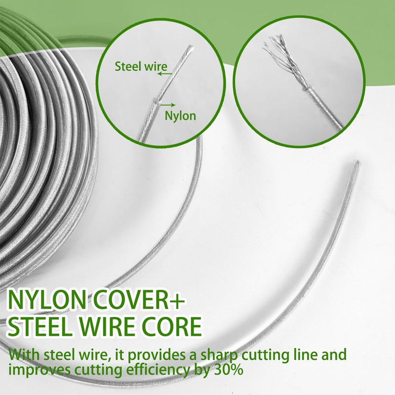 DY.2ten Heavy Duty Nylon - Steel Grass Trimmer Line 0.095in