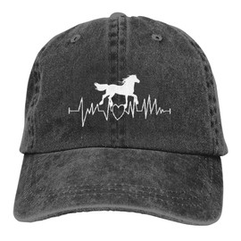 Horse Heartbeat hat for Women Men Vintage Hats Baseball Cap Adjustable Washed Cotton Cap Black