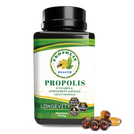Propolis Health Propolis Capsules 1000mg-Daily with Vitamin E Per dose - Brazilian Green Propolis Extract - Immune Booster 50 Days Supply Propolis (180 Capsules)