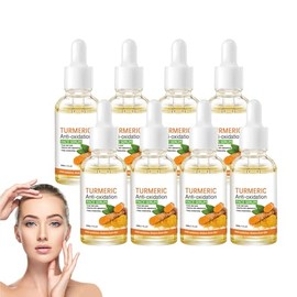 Suero corrector de manchas oscuras con cúrcuma – Suero iluminador facial para manchas oscuras – loción de aceite de cúrcuma para el rostro – Aceite facial antienvejecimiento con jengibre (8 botellas)