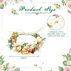 BUENTYA Flower Wreath Wedding Flower Crown Hair Wreath Flowers Hair Band Adjustable Belt Hair Crown Flower Wreath Headpiece Flower Headband Flower Head Wreath Floral Garland for Women (Green)