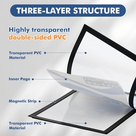 GcFoir 8 Pcs Magnetic Sign Holder 8.5 x 11 Inch, Self Adhesive Display Picture Frames with Magnetic Border and Double Side Clear PVC, Wall Mount Magnetic Picture Frames for Office, Home