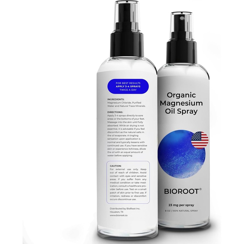Organic Magnesium Spray - 8oz (2-Pack) - 100% Pure Magesium