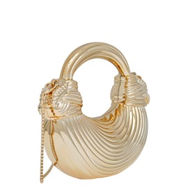 COOLOYA Women's Mini Crescent Acrylic Designer Luxury Bags Clutch Purse Bag Crossbody Shoulder Handbags With Chain, Gold Pleated, One Size