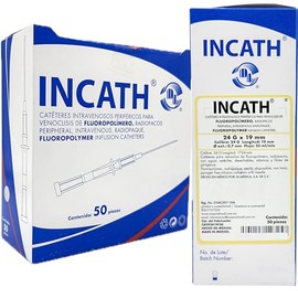 Catéter para Venoclisis 24G Radiopaco, 17–24 mm, con Aguja, Fluoropolímeros/Poliuretano, Uso Médico, Caja con 50 Piezas