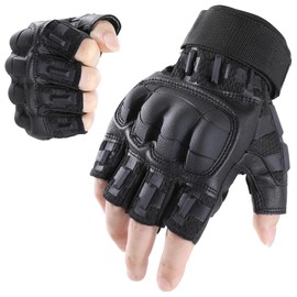 WTACTFUL Fingerless Gloves for Men Airsoft Paintball Bike Cycling Motorcycle Motorbike Hunting Hiking Work Outdoor Half Finger Gloves Black L