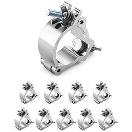 QWORK Truss Clamp Stage Lights Clamp, 10 Pack 2 Inch Aluminum Alloy Lighting Clamp for Truss, Moving Head Light, Fits 48-52mm OD Tube/Pipe, Heavy Duty 220Lbs Load Capacity
