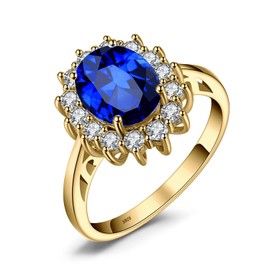 JewelryPalace Princess Diana Kate Middleton 3.2ct Created Sapphire Rings Gold, Engagement Ring, Wedding Rings, Promise Engagement Ring, Silver 925 Women's Silver Rings, Proposal Ring, Women's Jewellery 49