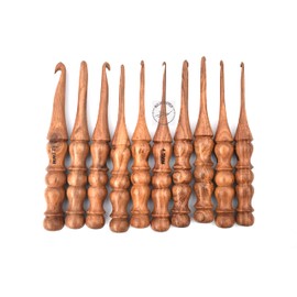 BLUE DUTCH ARTS Rosewood Crochet Set of 10 Hooks Crochet Hooks Ergonomic Soft Grip 3MM to 10MM Wooden Crochet Hooks for Knitting Size Engraved