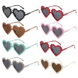 8 Pieces Heart Flower Glasses, Versatile Heart Shaped Sunglasses for Kids Styling Boys Girls UV Protection Internet Sunglasses Photo Props (Multicolor)