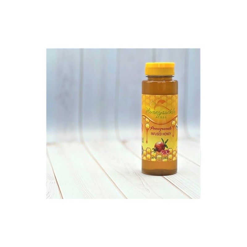 Pomegranate Honey - Organically Infused Honey - Squeeze Bottle (Net