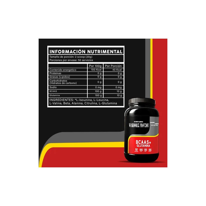 Aminoacidos Pre Entreno Bcaas +glutamina 1kg Warhorse Varios