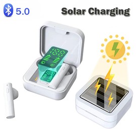 Solar Charging Bluetooth Earphone LED Digital Display Intelligent Earbuds Noise Reduction TWS Bluetooth 5.0 Wireless Earbuds