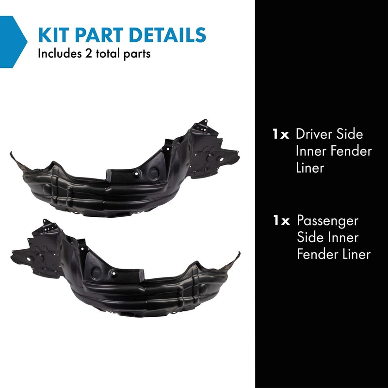 TRQ Inner Fender Liner Set Compatible with 2010-2012 Lexus HS250h