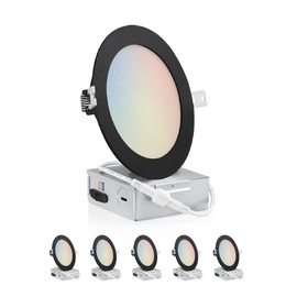 QPLUS Home 6-Pack 6-Inch Slim-Panel 5CCT Recessed Light, Black
