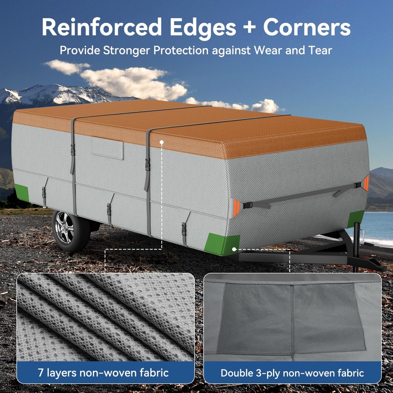 Tuszom Pop Up Camper Cover, 7 Layers Waterproof Folding Camping