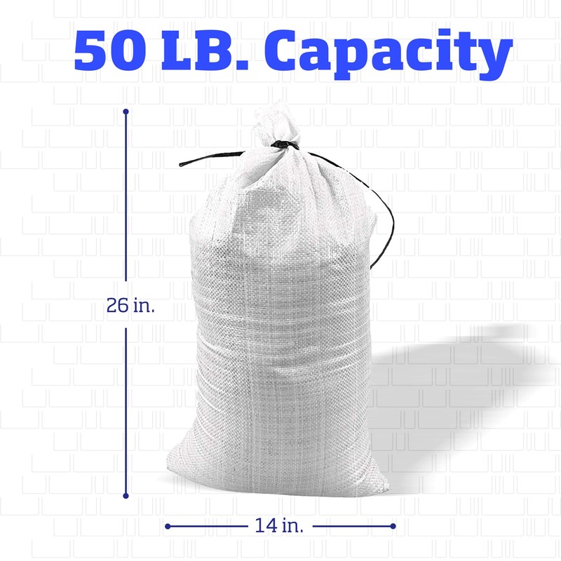 DURASACK Heavy Duty Sand Bags with Tie Strings Empty Woven