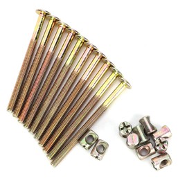 Luatoxry M6 x 80mm Bunk Bed Replacement Hardware, 10Pcs Nuts for Bed, Carbon Steel Furniture Bolt Nut Set, Hexagonal Bolt Nut Hardware Accessories for Connecting Wood, Boards