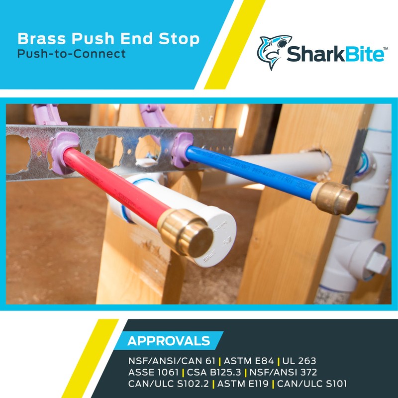 SharkBite 1 Inch Push Cap, Push to Connect Brass Plumbing