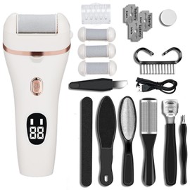 Hornhautentferner Elektrisch, LED-Anzeige Tragbar Hornhauthobel Elektrisch mit 2 Einstellbare Geschwindigkeiten, IPX7 Wasserdichte 10 in 1 Fußpflegegerät Pediküre Set