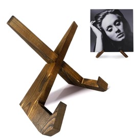 Rolzchoy Now Playing Vinyl Record Stand, Wooden Vinyl Record Holder Display, 1 Second Assemble Now Spinning Record Holder, Record Player Accessories, Gifts for Vinyl Record Lovers (Rustic Brown)