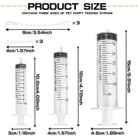 ZJIVQO 3PCS Bird Feeding Syringe Set, Baby Birds Syringe Feeder Parrot Feeding Syringe Tube Measuring Syringe Tools for Feeding Pets Scientific Industrial Labs，10ml,20ml,60ml