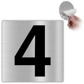LEIASA Hausnummer - 10 x 10 cm - Aluminium - Nr. 4 - Hotelnummer - Aufzählung von Türen - Außen und Innen - Nummer 4 (Nummer 4)