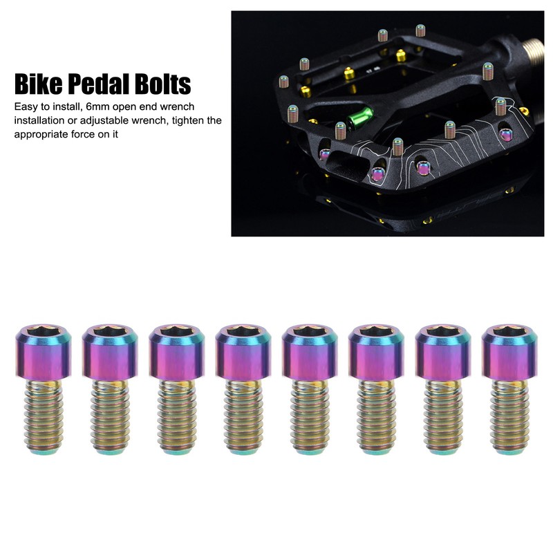 RISK 8Pcs Mountain Bike Pedal Bolts Titanium Alloy Anti Slip